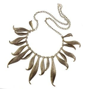 New Gold Tone Statement Necklace Leaf Necklace